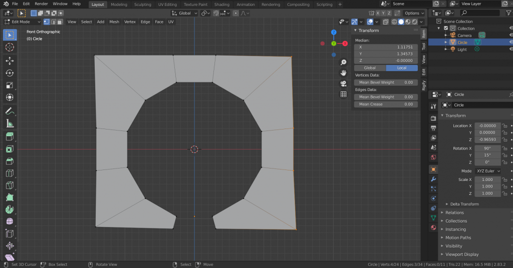 Aligned border vertices